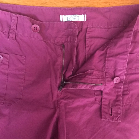 Ann Taylor LOFT Plum Color Cotton Capri Pants - Picture 3 of 8
